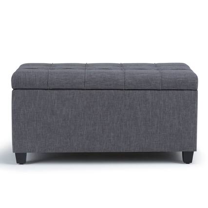 Front. Simpli Home - Sienna Storage Ottoman Bench - Slate Gray.