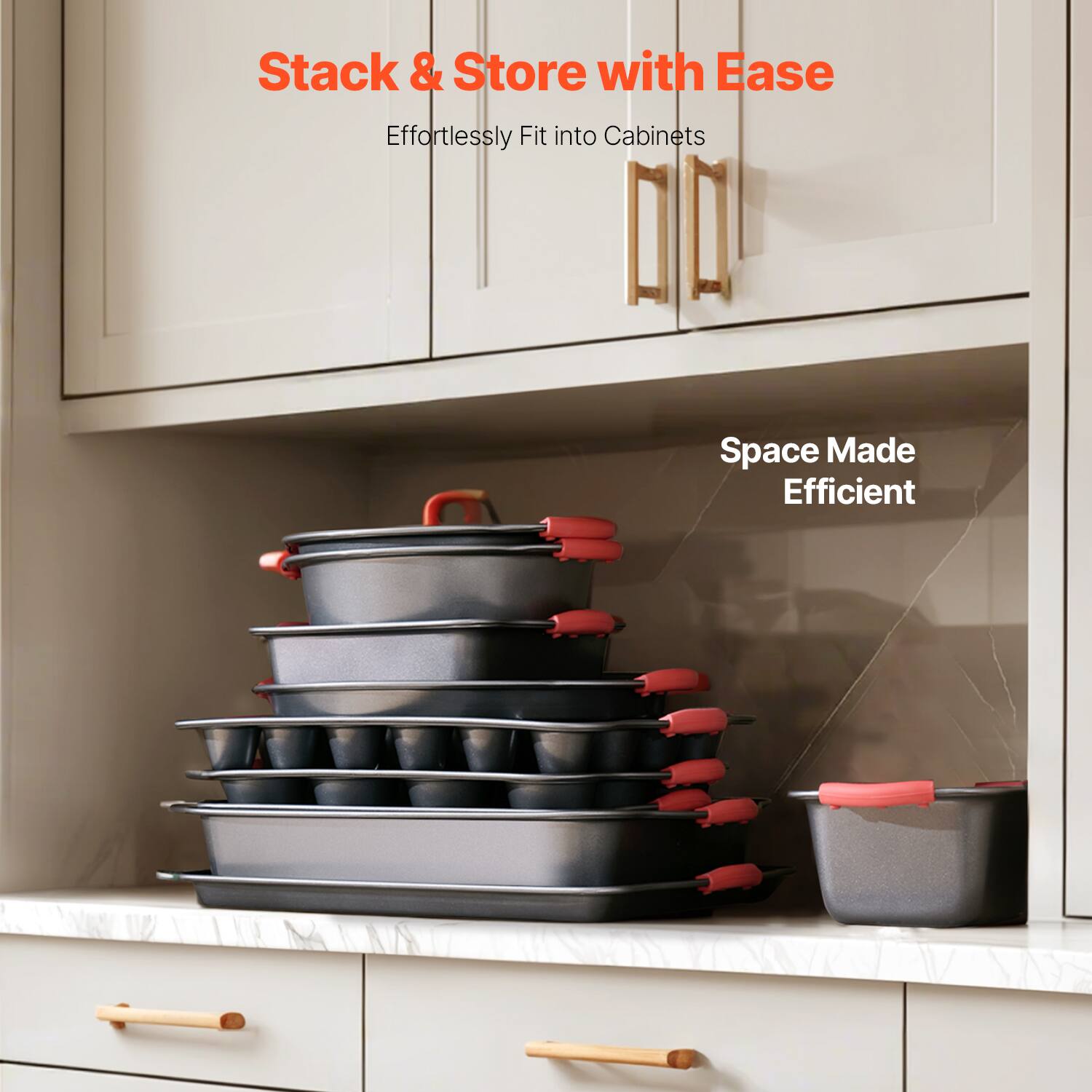 Stack & Store with Ease  
Effortlessly Fit into Cabinets  

Space Made Efficient