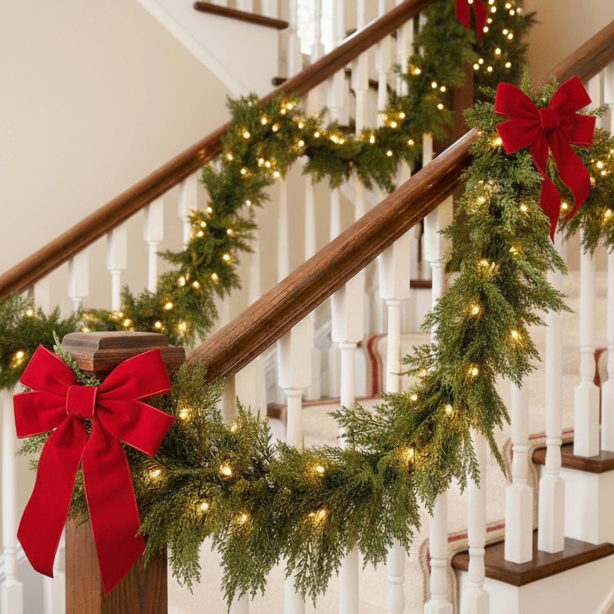 Alt View 5. Best Choice Products - Best Choice Products Pre-Lit Cedar Cypress Christmas Garland w/ 50 LEDs, 9Ft Realistic Indoor Holiday Decor, Corded - Green.