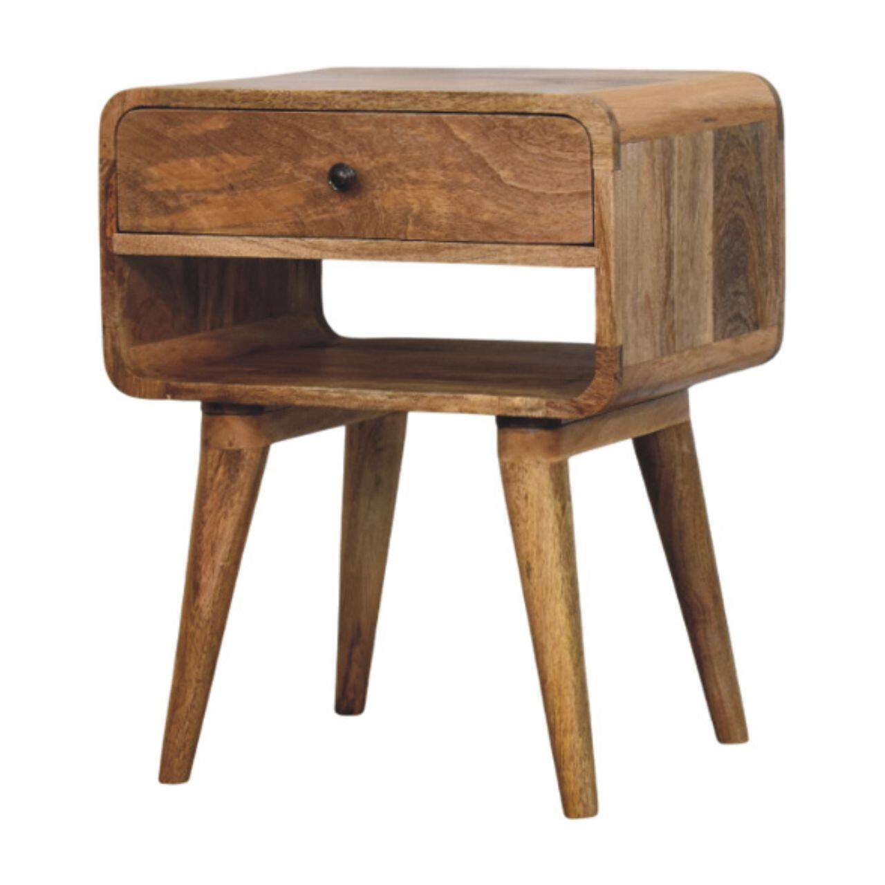 Angle. Artisan Furniture - Artisan Furniture Solid Wood Avora Oak-ish Nightstand with Drawer and open slot - Oak.