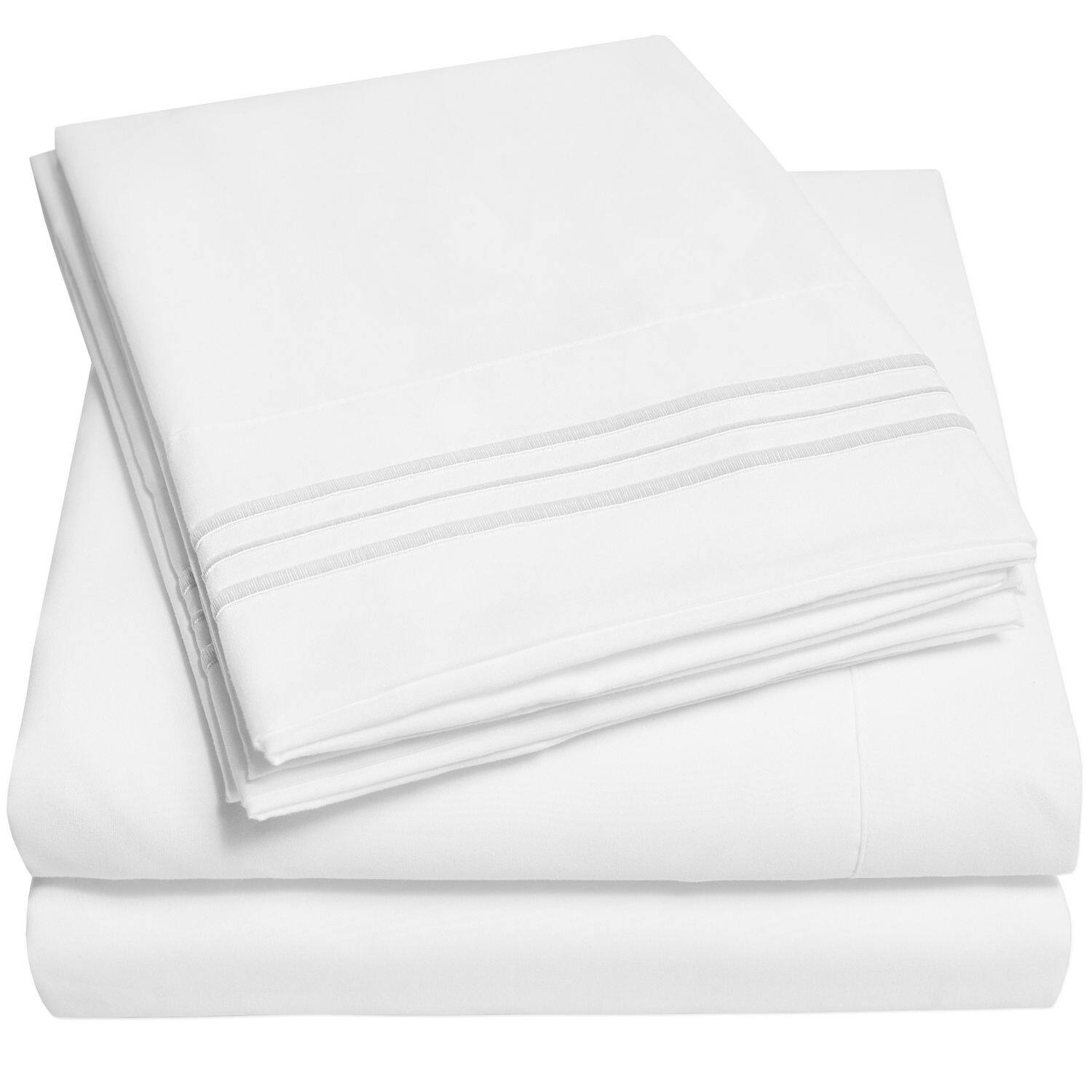 Angle. Sweet Home Collection - 18"-24" Extra Deep Pocket, 4-Piece Bed Sheets Set, Queen - White.