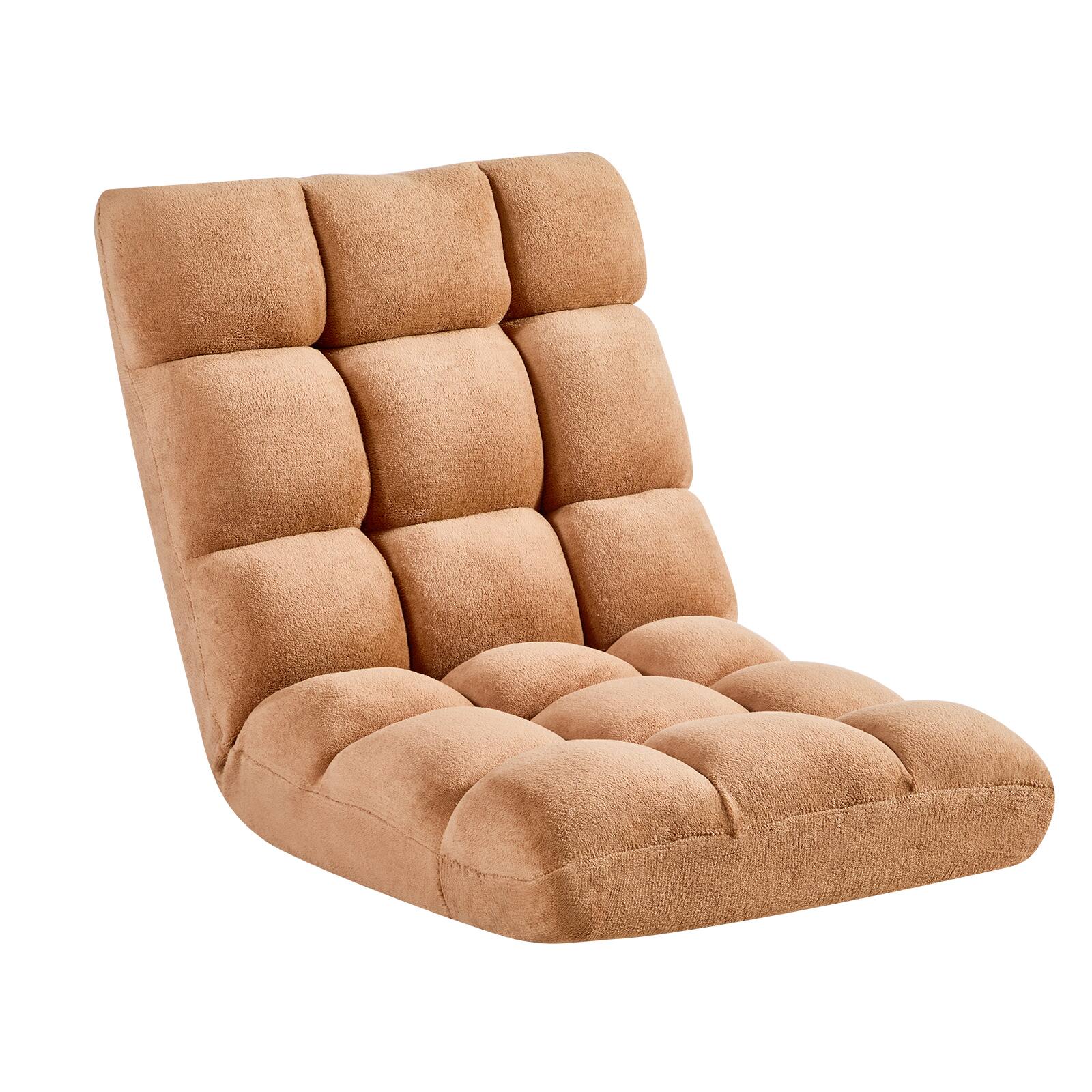Alt View 5. VEVOR - Floor Chair, 14 Adjustable Positions Folding Floor Gaming Chair with Back Support, Sturdy Metal Frame with Recycled Foam - Brown.