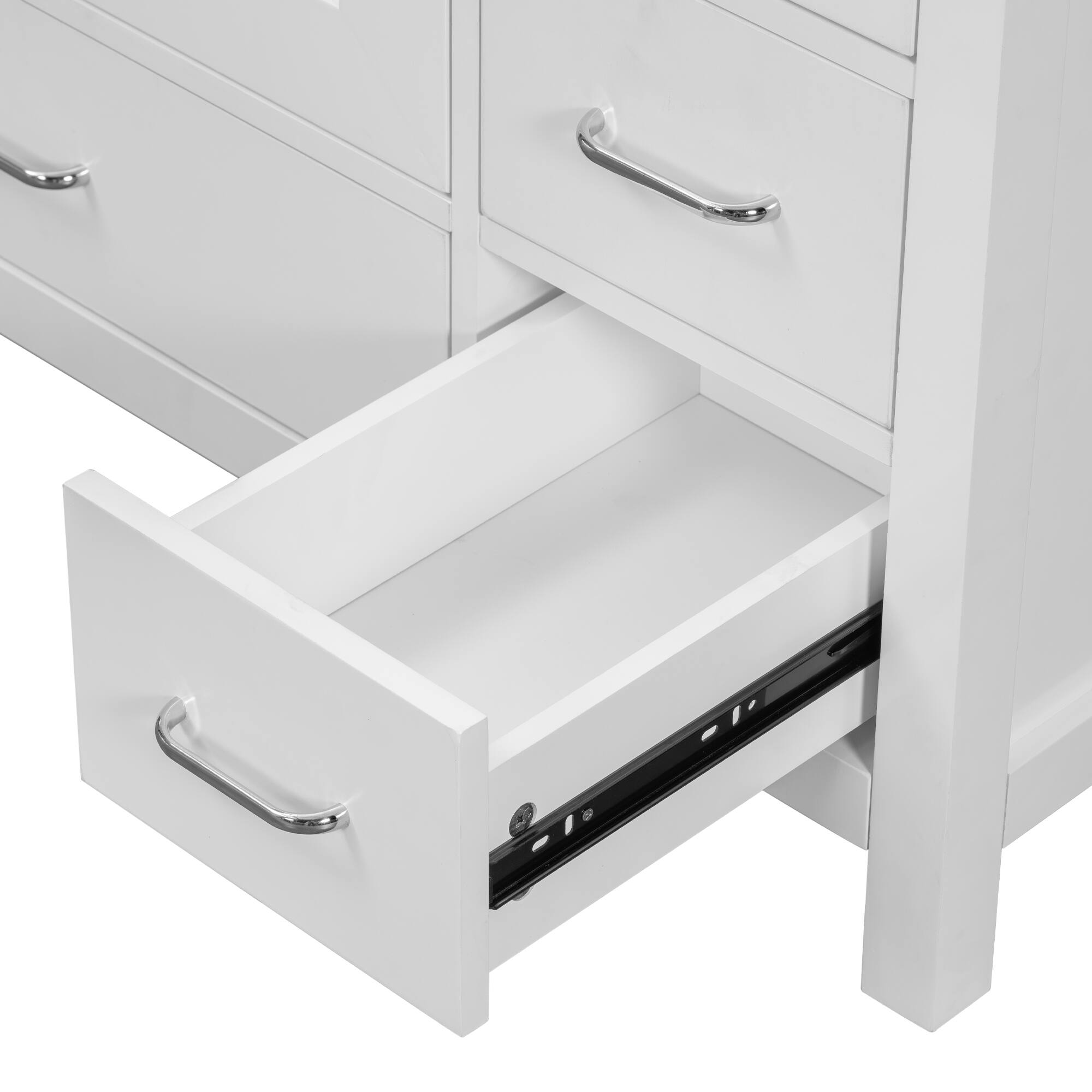 Alt View 7. JUJABU - 36" White Bathroom Vanity with Ceramic Sink, 2 Soft-close Doors and 5 Drawers - White.