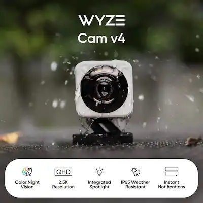 Wyze Cam V4 QHD WiFi, Indoor/Outdoor, Wired Security Camera