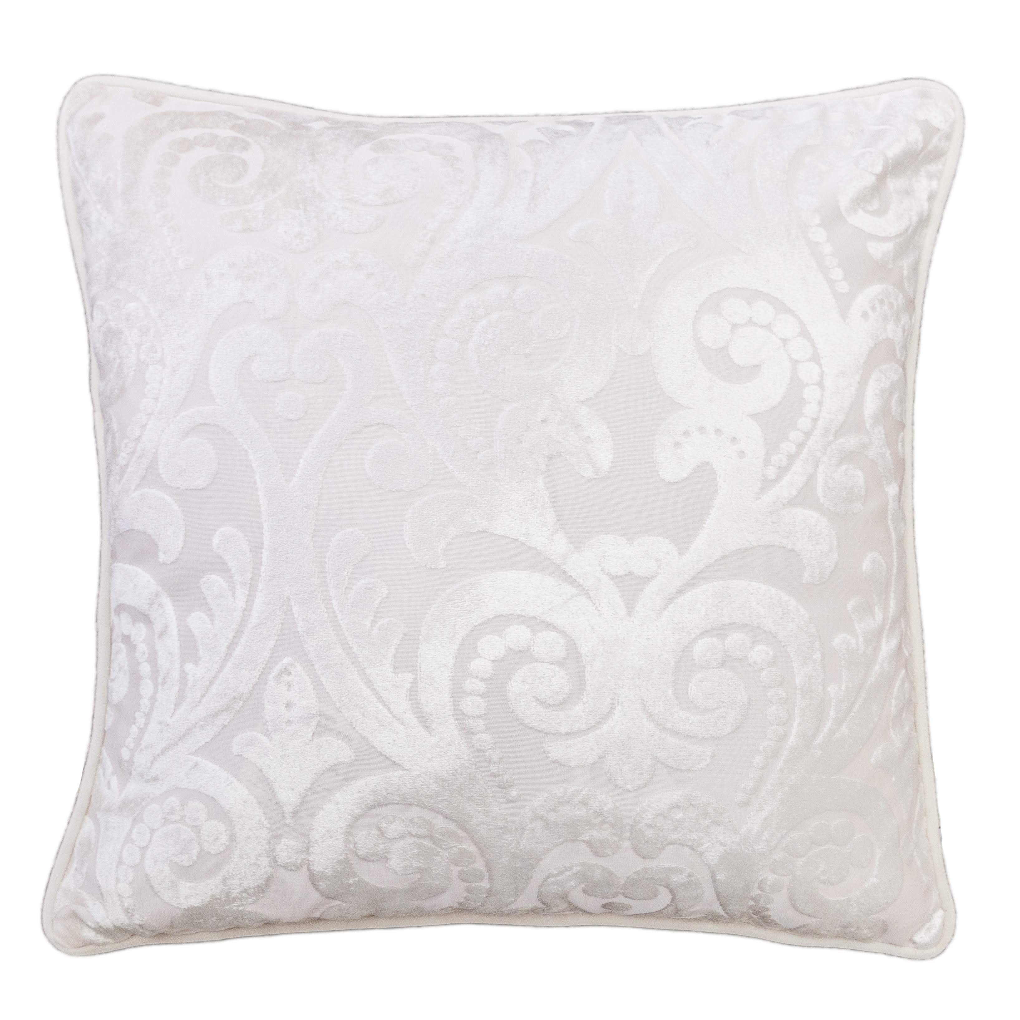 Front. LuXeo - Liana Cut Square Velvet Pillow Cover & Insert - IVORY.