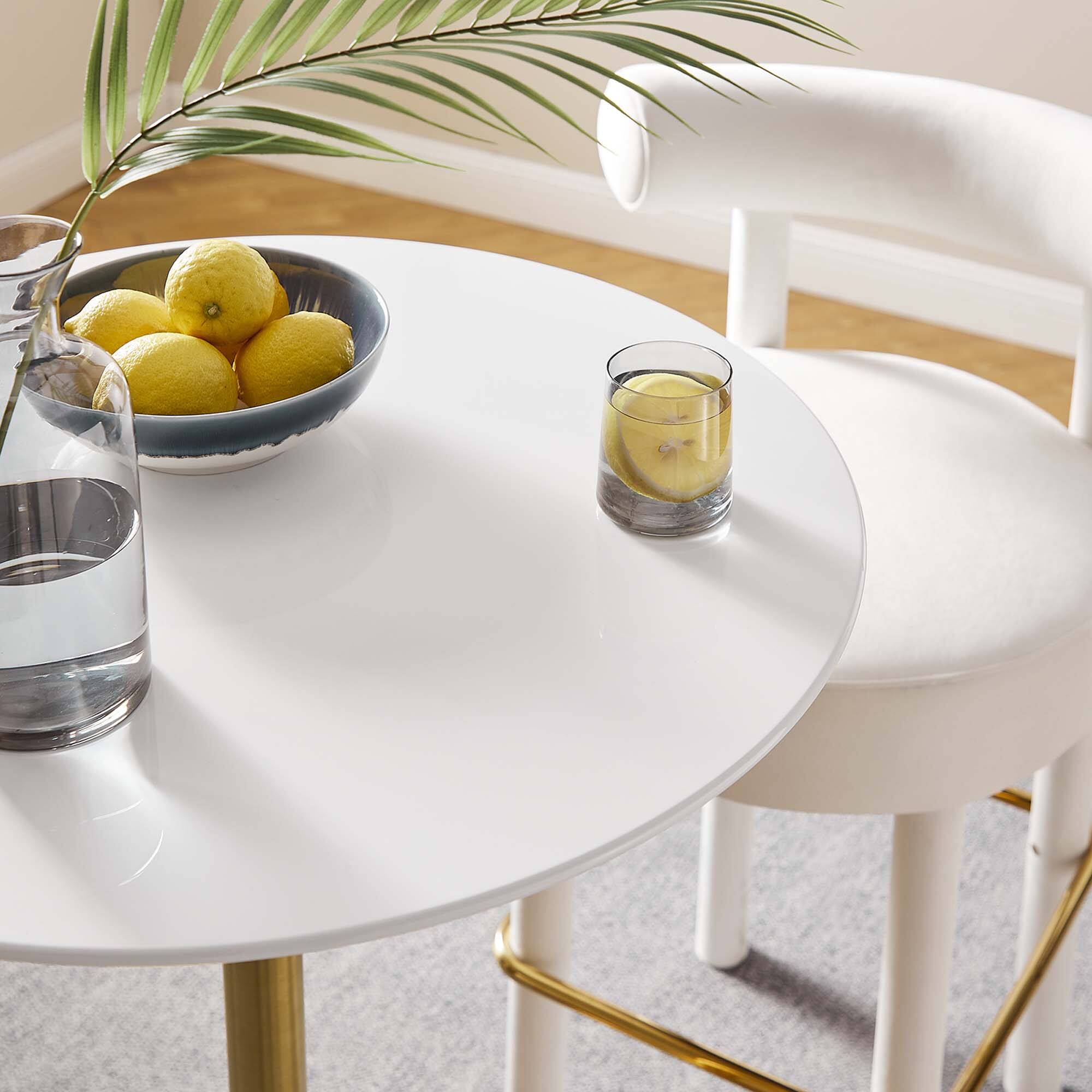 Front. Modway - Lippa Round Wood Bar Table - Gold White.