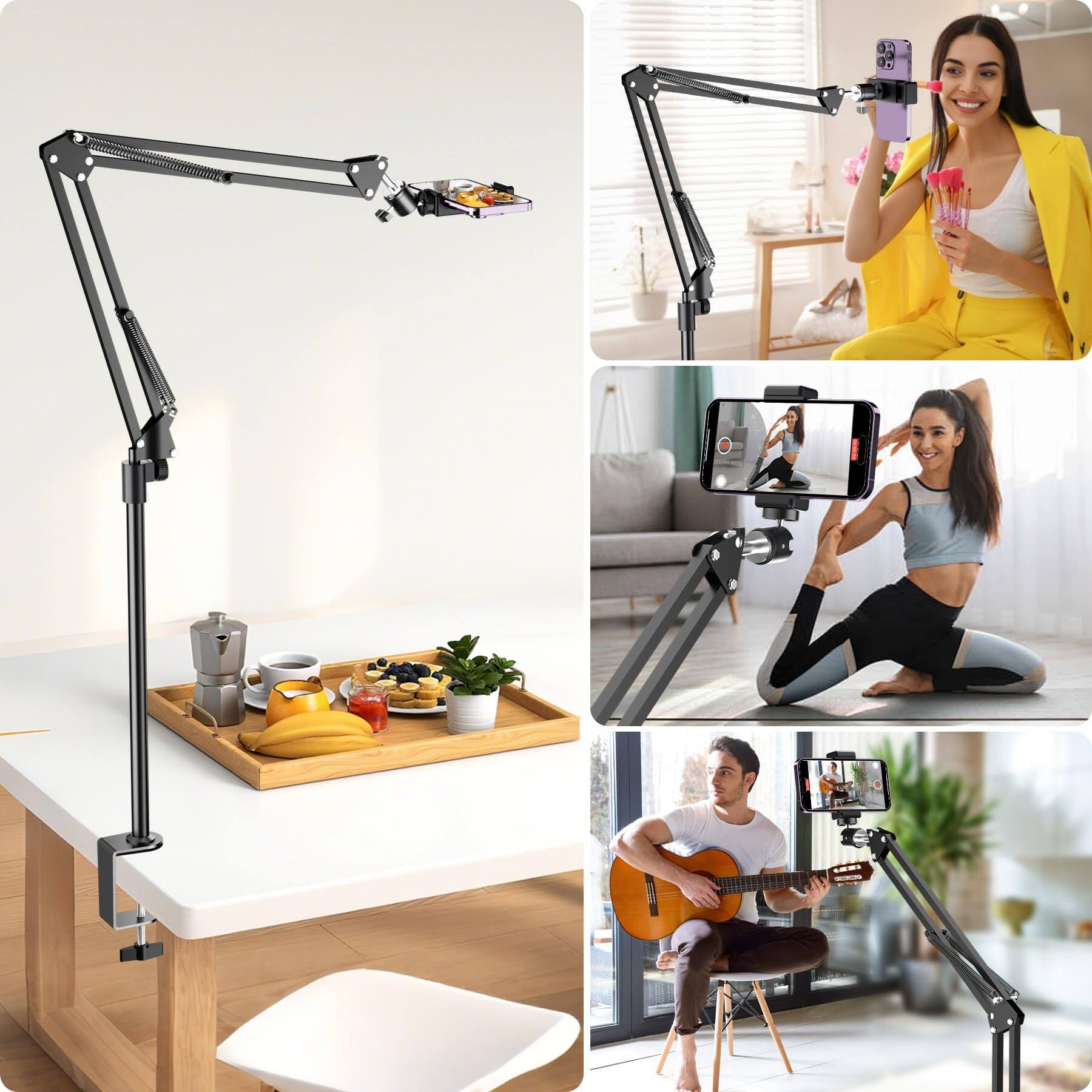 Alt View 4. METALTON - Tall Overhead Camera Mount High Desk Phone Tripod For Video Recording Content Creator Compatible With Compa... - Default.