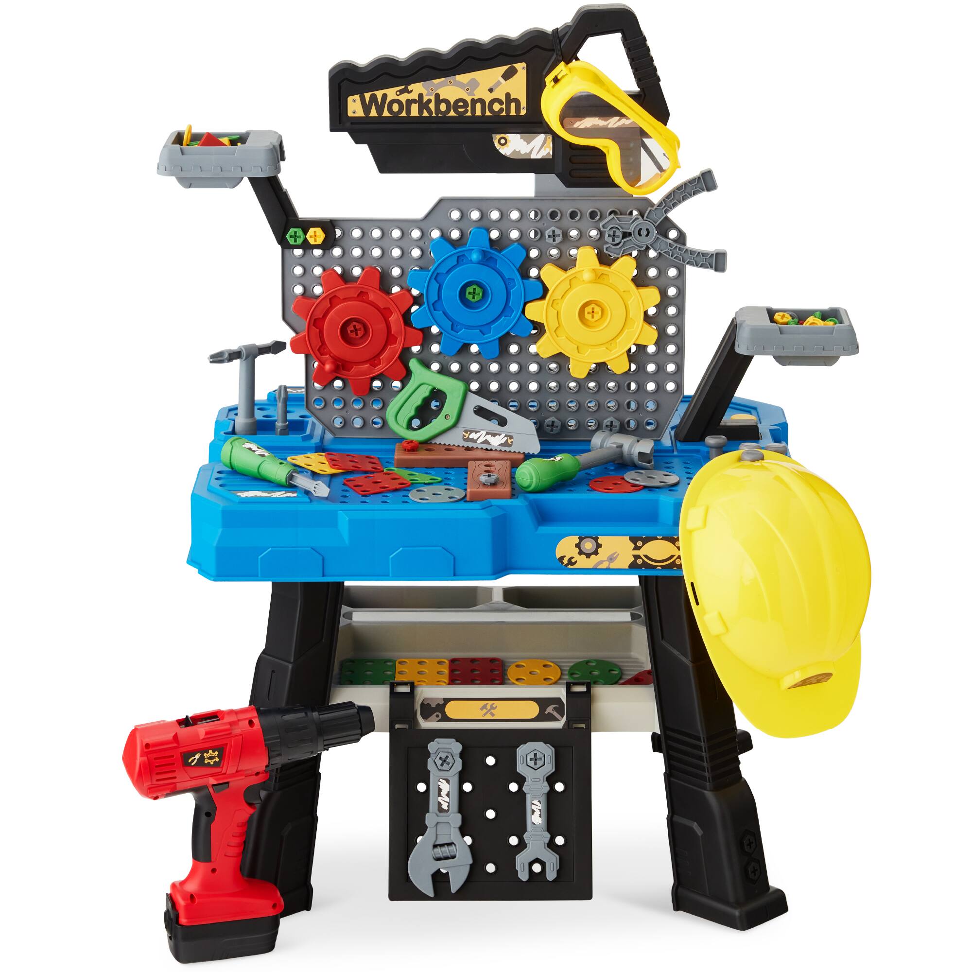 Best Choice Products - Pretend Play Kid's Workbench, Child's Construction Toy Set w/ 150 Accessories, Electric Drill - Blue