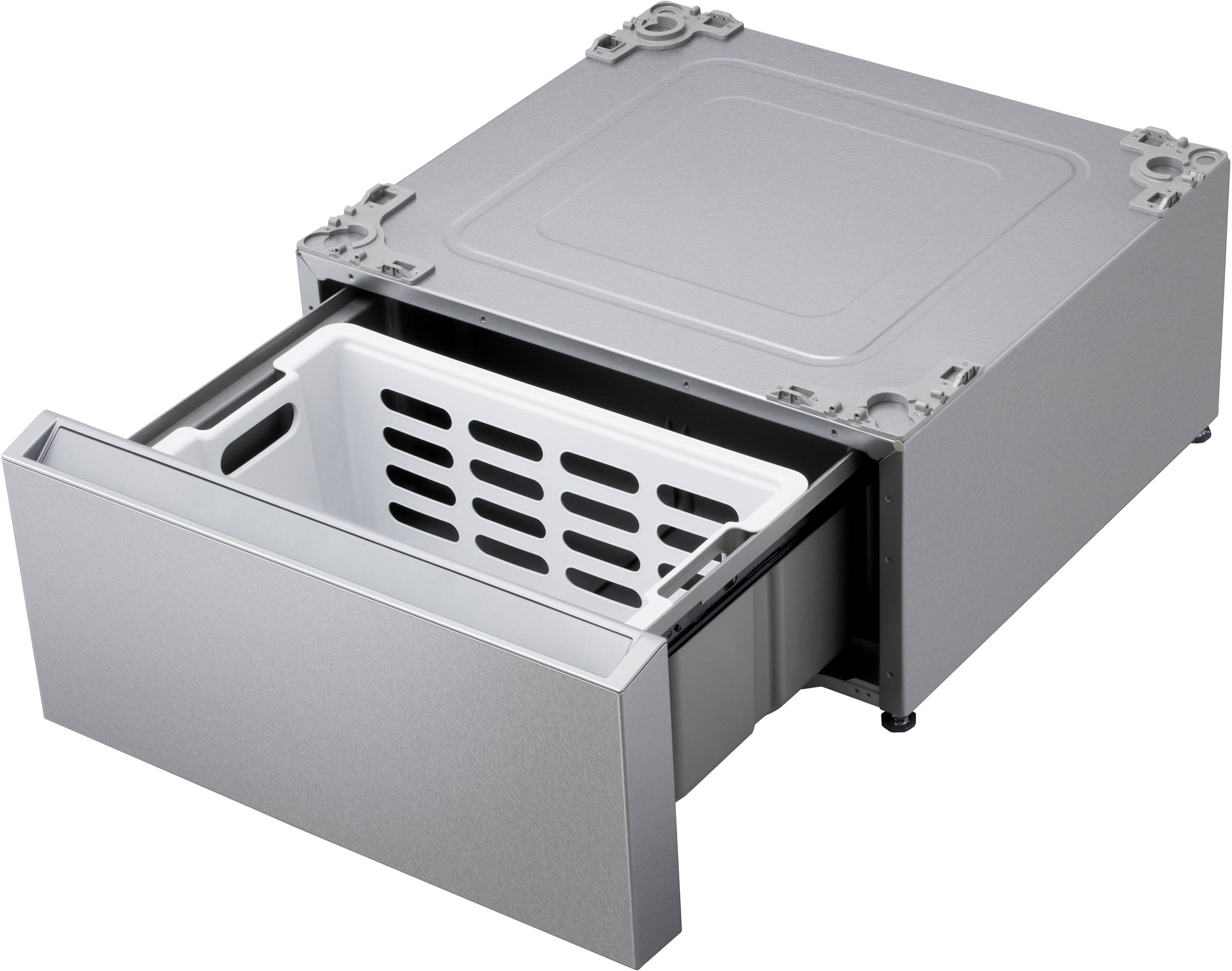 Alt View 2. LG - SIGNATURE 29" Laundry Pedestal with Storage Drawer - Brushed Platinum Steel.