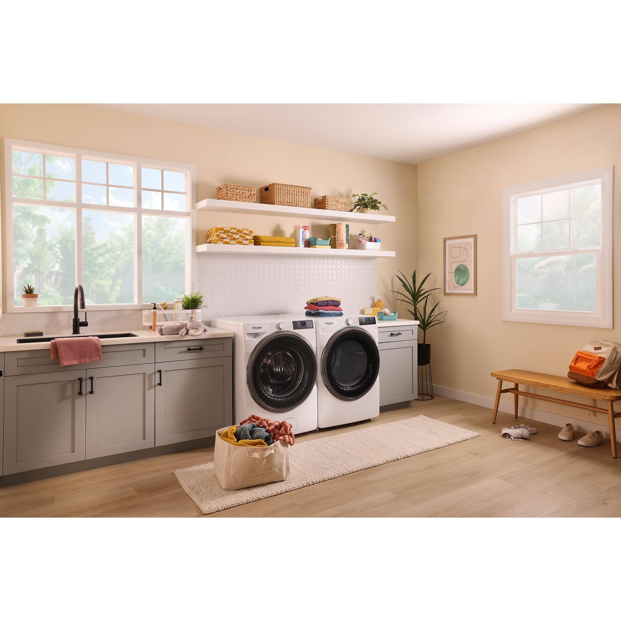 Alt View 14. Whirlpool - 4.5 Cu Ft. High Efficiency Smart Front Load Washer with FreshFlow Vent System - White.