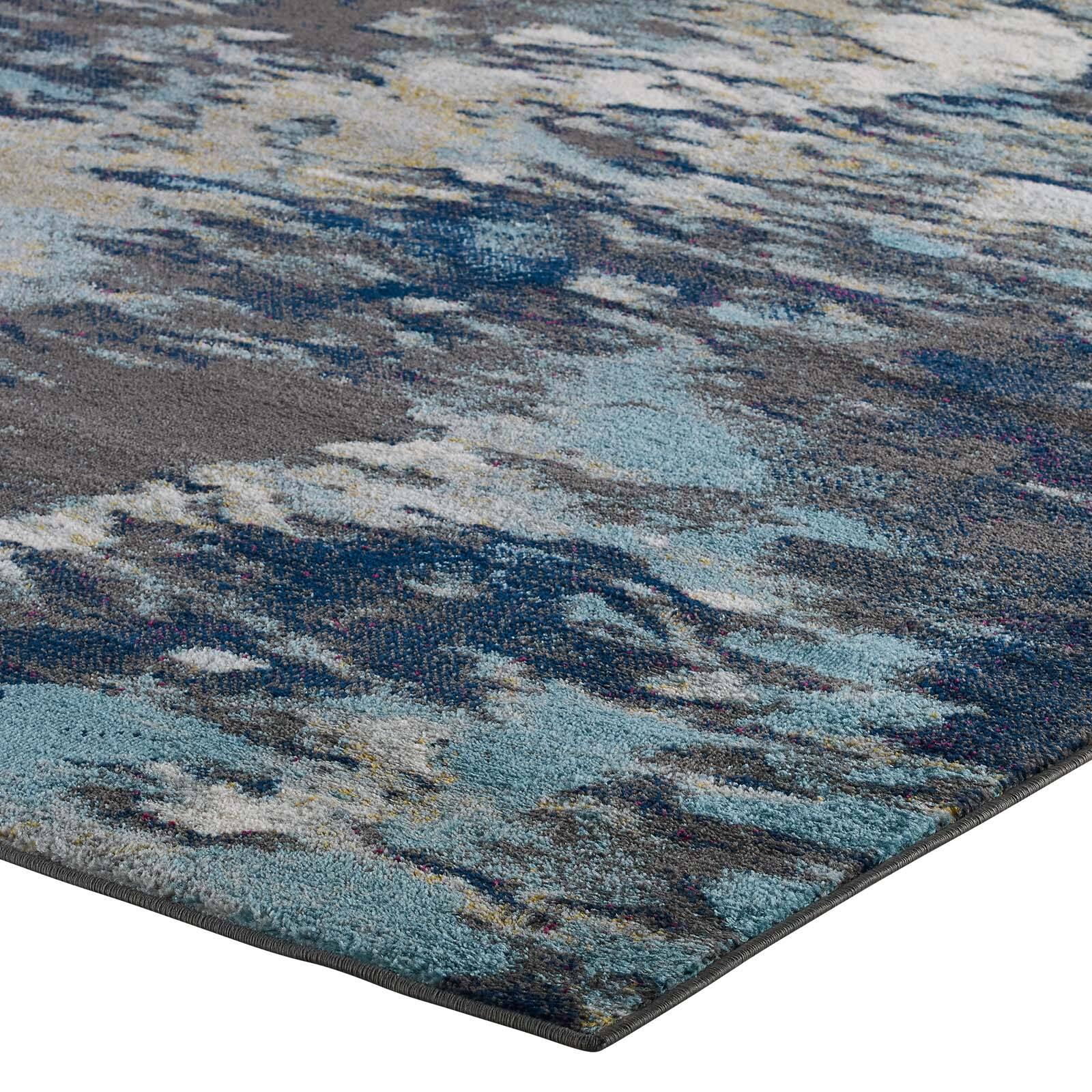 Alt View 3. Modway - Entourage Foliage Contemporary Modern Abstract Area Rug - Blue Tan Gray.