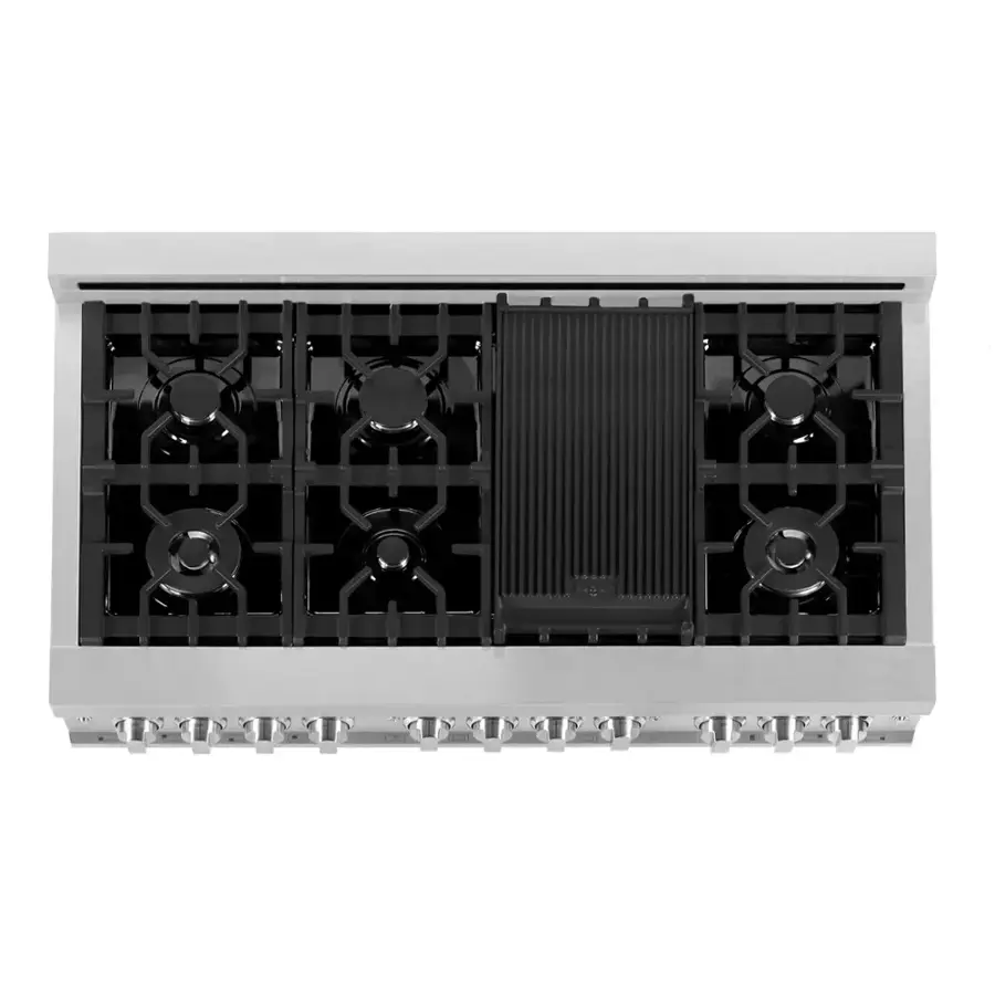 Alt View 1. ZLINE - ZLINE 48 in. Legacy Dual Fuel Range in Satin Stainless Steel w/ Black Matte Doors (RAS-BLM-48) - Stainless Steel/Black Matte Door.
