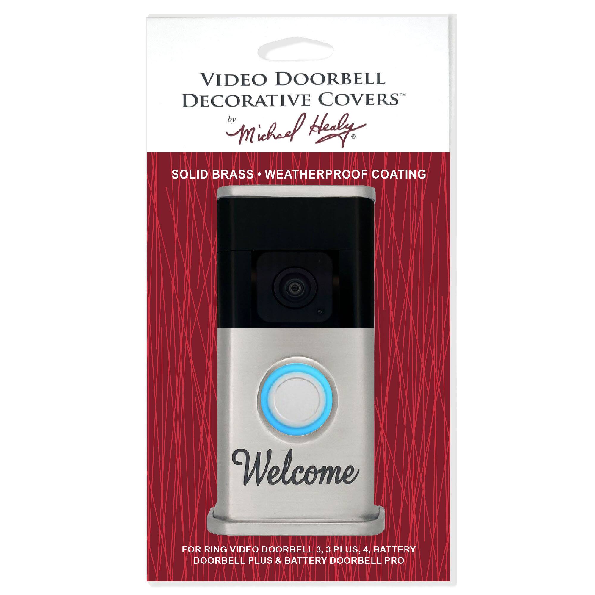 VIDEO DOORBELL DECORATIVE COVERS by Michael Hely - SOLID BRASS WEATHERPROOF COATING. Welcome for RING VIDEO DOORBELL 3, 3 PLUS, 4, BATTERY DOORBELL PLUS & BATTERY DOORBELL PRO.