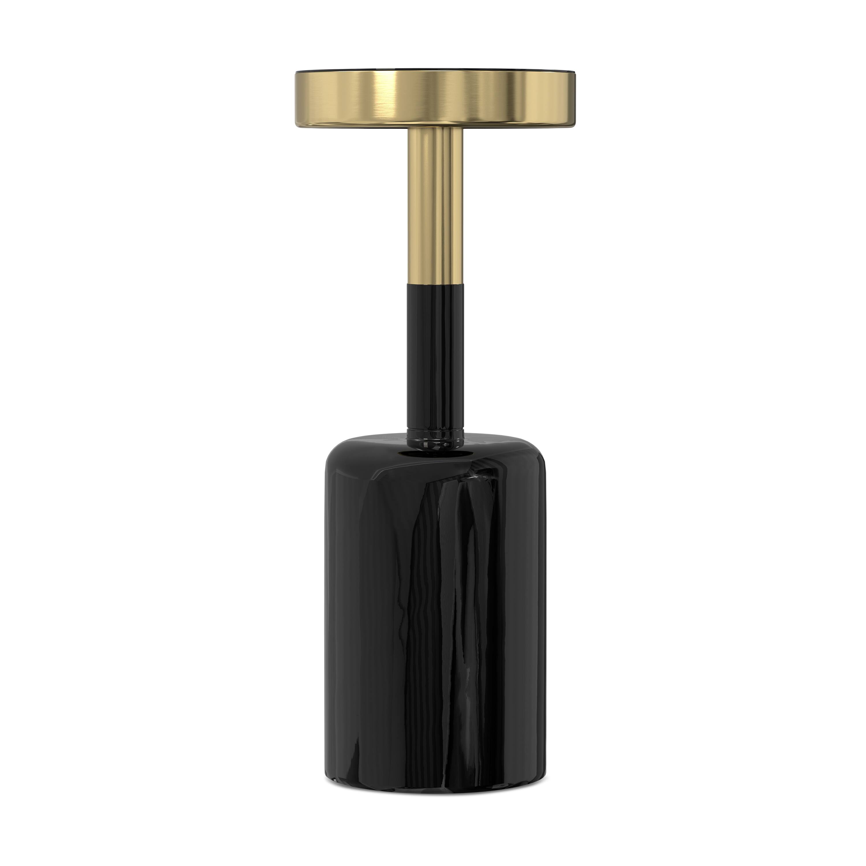 Left. Simpli Home - Frannie Modern Contemporary 10 inch Wide Metal Side Table in Gold / Black - Gold / Black.