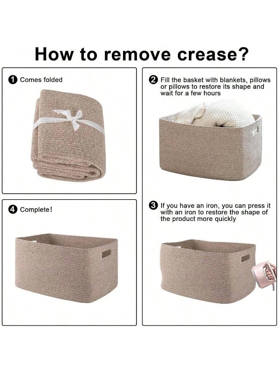How to remove crease?

1. Comes folded

2. Fill the basket with blankets, pillows or pillows to restore its shape and wait for a few hours

3. If you have an iron, you can press it with an iron to restore the shape of the product more quickly

4. Complete!