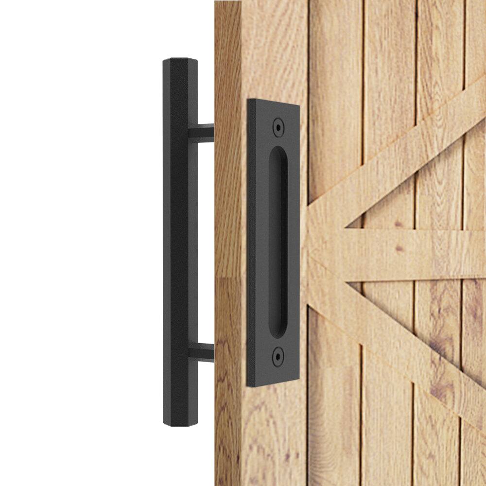 Alt View 1. Boyel Living - 10 in. Black Hexagon Pull and Flush Sliding Barn Door Handle Set - Black.