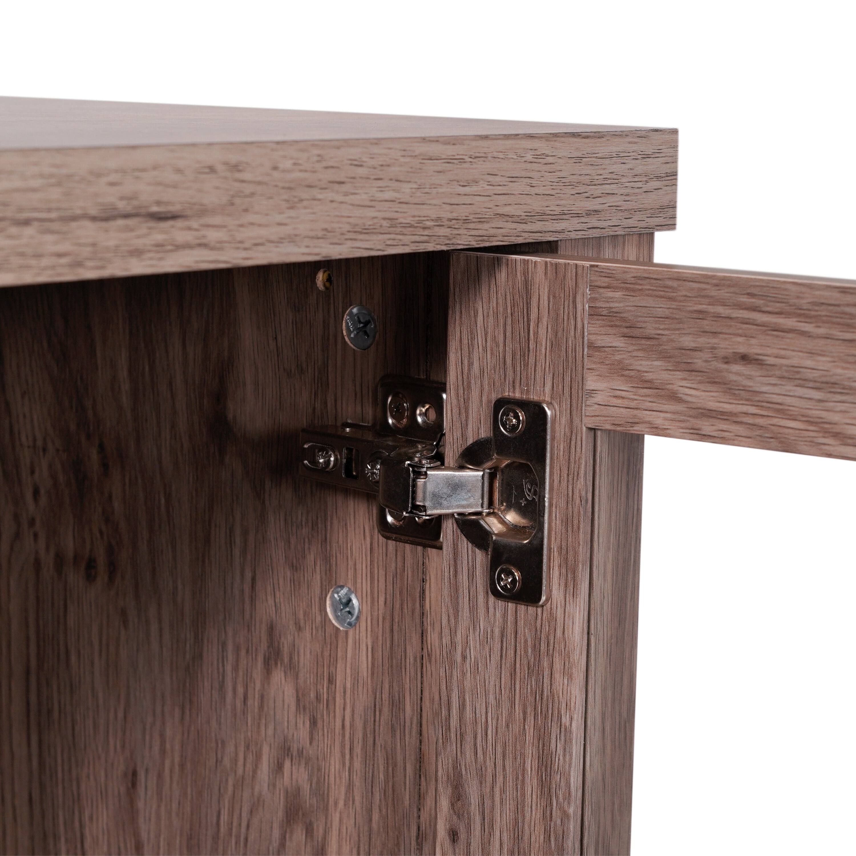 Alt View 8. Emma + Oliver - Engineered Wood Buffet Cabinet w/ Storage, 2 Drawers, 2 Glass Doors - Brown.