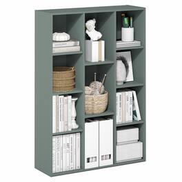 Furinno - LUDER Book Shelf, 11-Cube Bookshelf, Reversible Bookcase, 9.4" x 29.1" x 41.7", for Living Room, Bedroom, Home Office - Sage Green