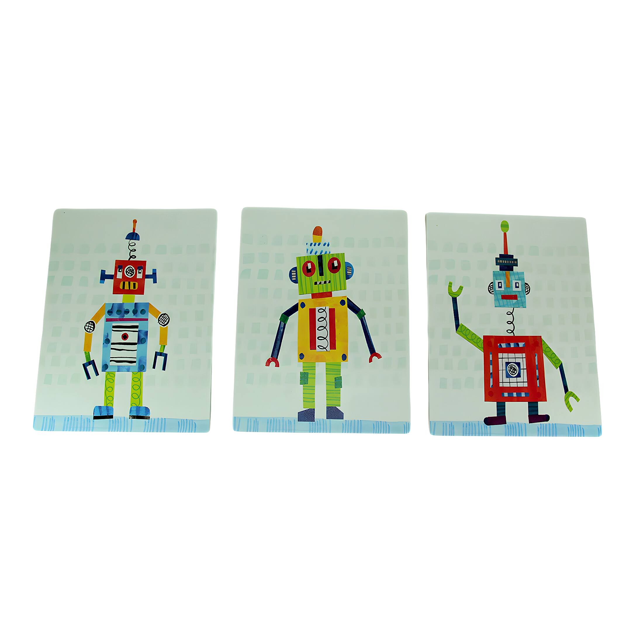 Front. Things2Die4 - Set of 3 Bright Colorful Robot Art Prints - Multicolored.