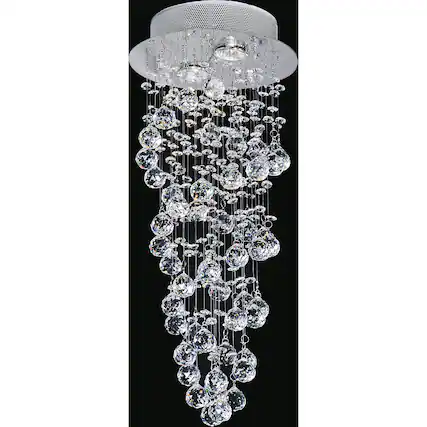 Front. CWI Lighting - Double Spiral 2 Light Flush Mount With Chrome Finish - Chrome.