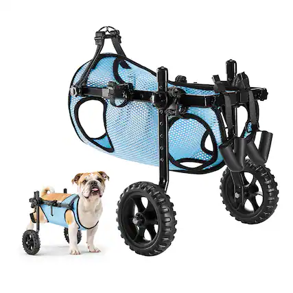 Front. VEVOR - Dog Wheelchair for Back Legs, Adjustable 2 Wheels Pet Wheelchair, Lightweight Dog Cart with Shock-Absorbing Wheels - Black.