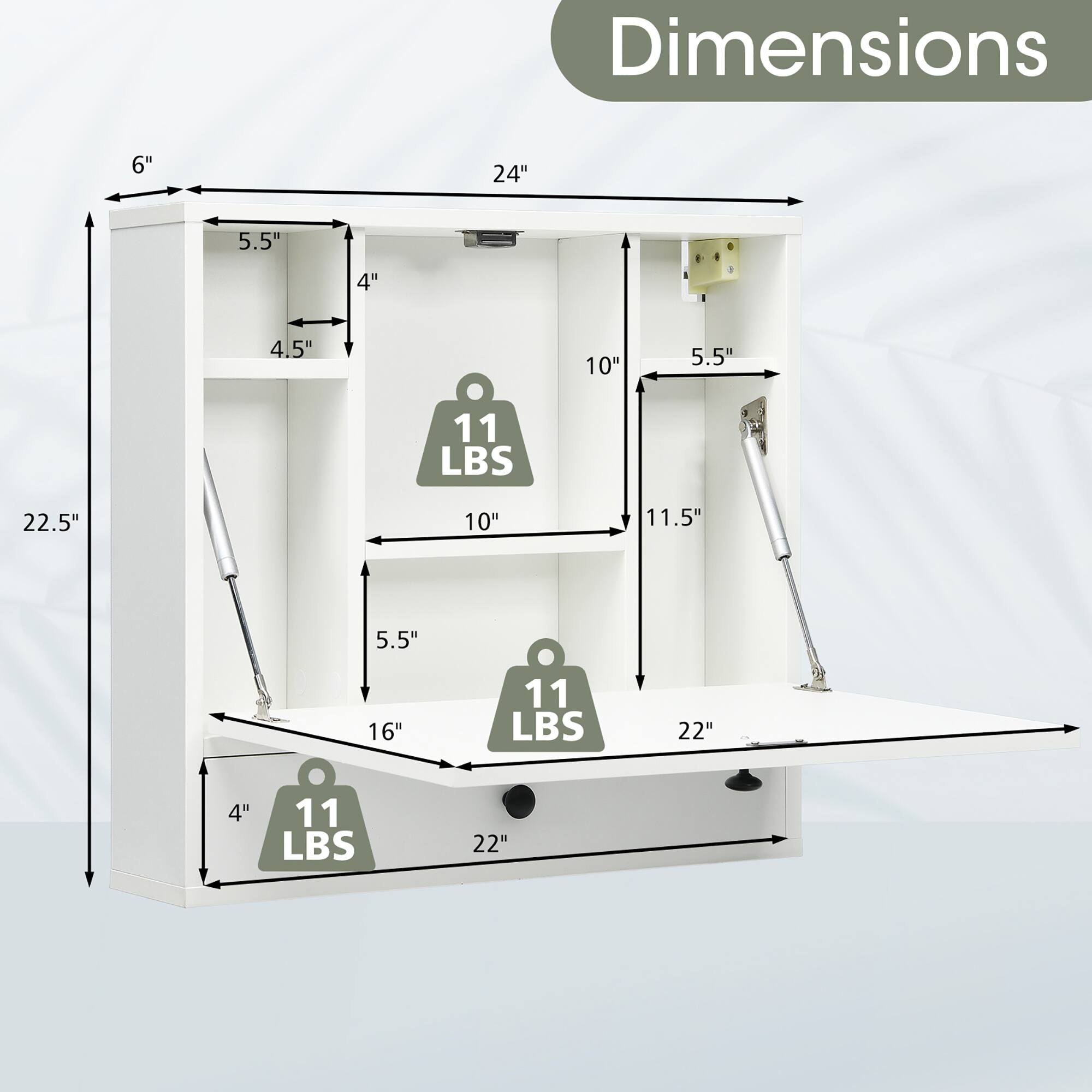 Dimensions: 6", 24", 5.5", 4", 11 LBS, 22.5", 10", 11.5", 5.5", 16", 11 LBS, 22", 4", 11 LBS, 22"