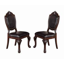 Manhattan Lane - Traditional Rubber Wood Dining Chair With Faux Leather Upholstery , Set Of 2 - Brown