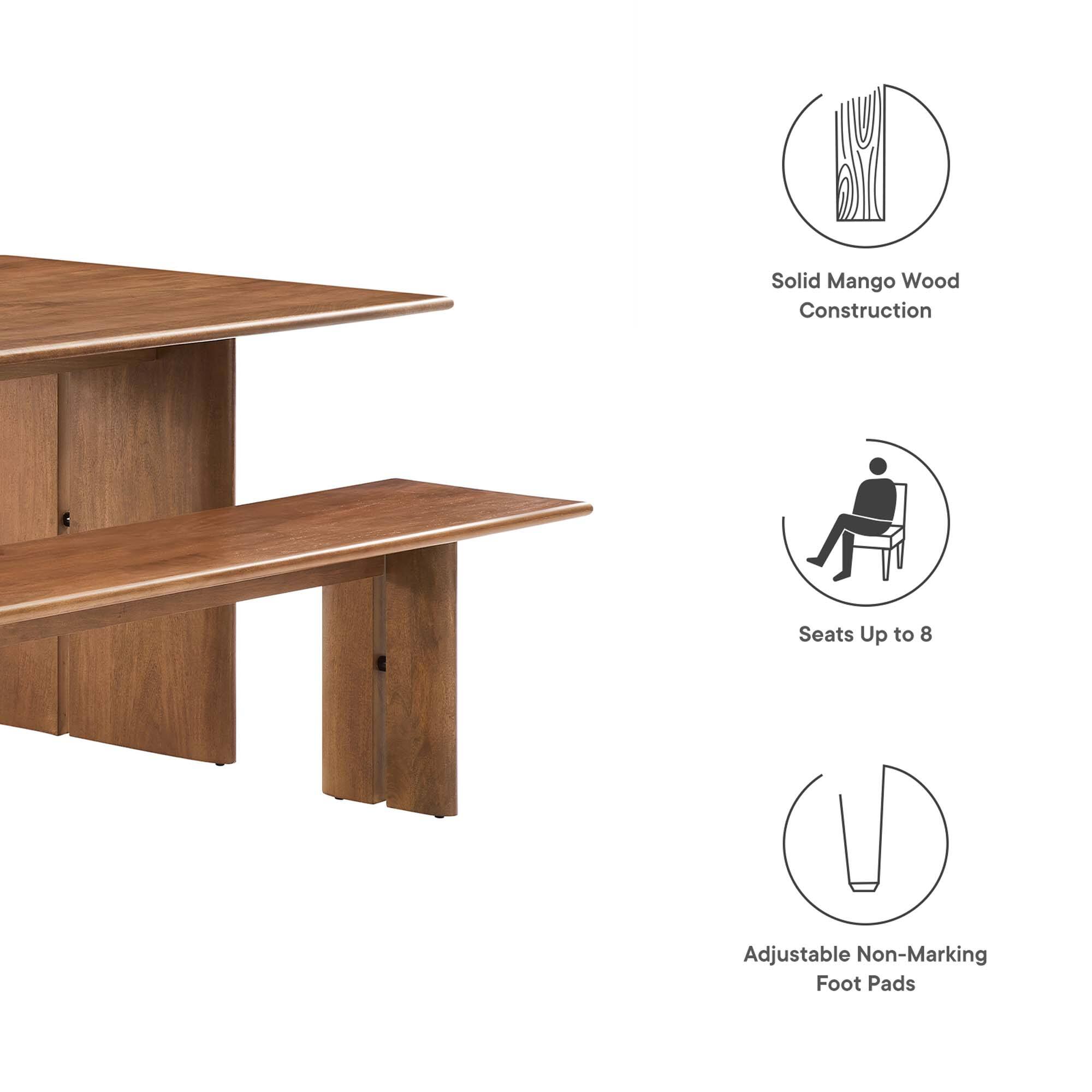 Solid Mango Wood Construction  
Seats Up to 8  
Adjustable Non-Marking Foot Pads