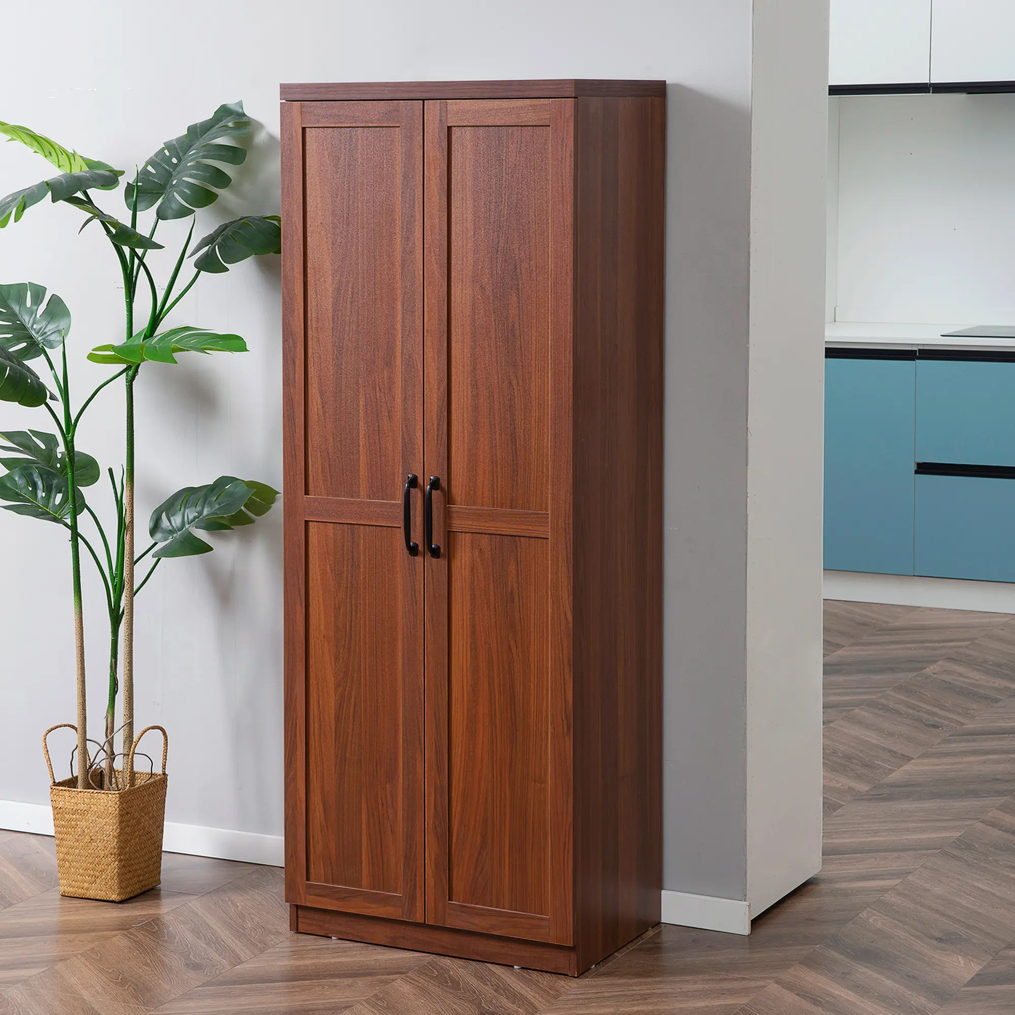 Alt View 1. Homcom - 63" 2-Door Kitchen Pantry, Freestanding Storage Cabinet with 5-tier Shelving and 2 Adjustable Shelves for Dining Room - Brown.