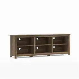 Hivvago - Farmhouse Style TV Stand with 6 Storage Compartments Wood Finish - Brown Oak