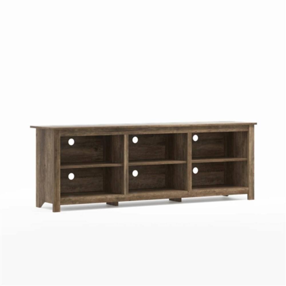 Front. Hivvago - Farmhouse Style TV Stand with 6 Storage Compartments in Brown Oak Wood Finish - Brown Oak.