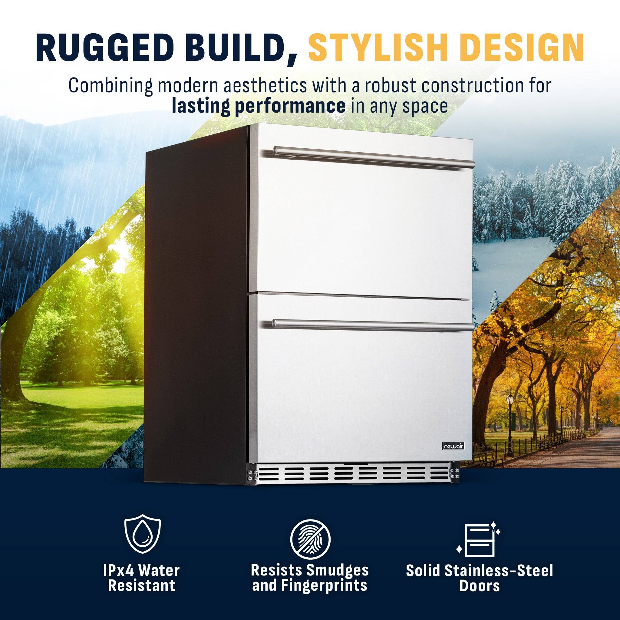 RUGGED BUILD, STYLISH DESIGN  
Combining modern aesthetics with a robust construction for lasting performance in any space  

- IPx4 Water Resistant  
- Resists Smudges and Fingerprints  
- Solid Stainless-Steel Doors