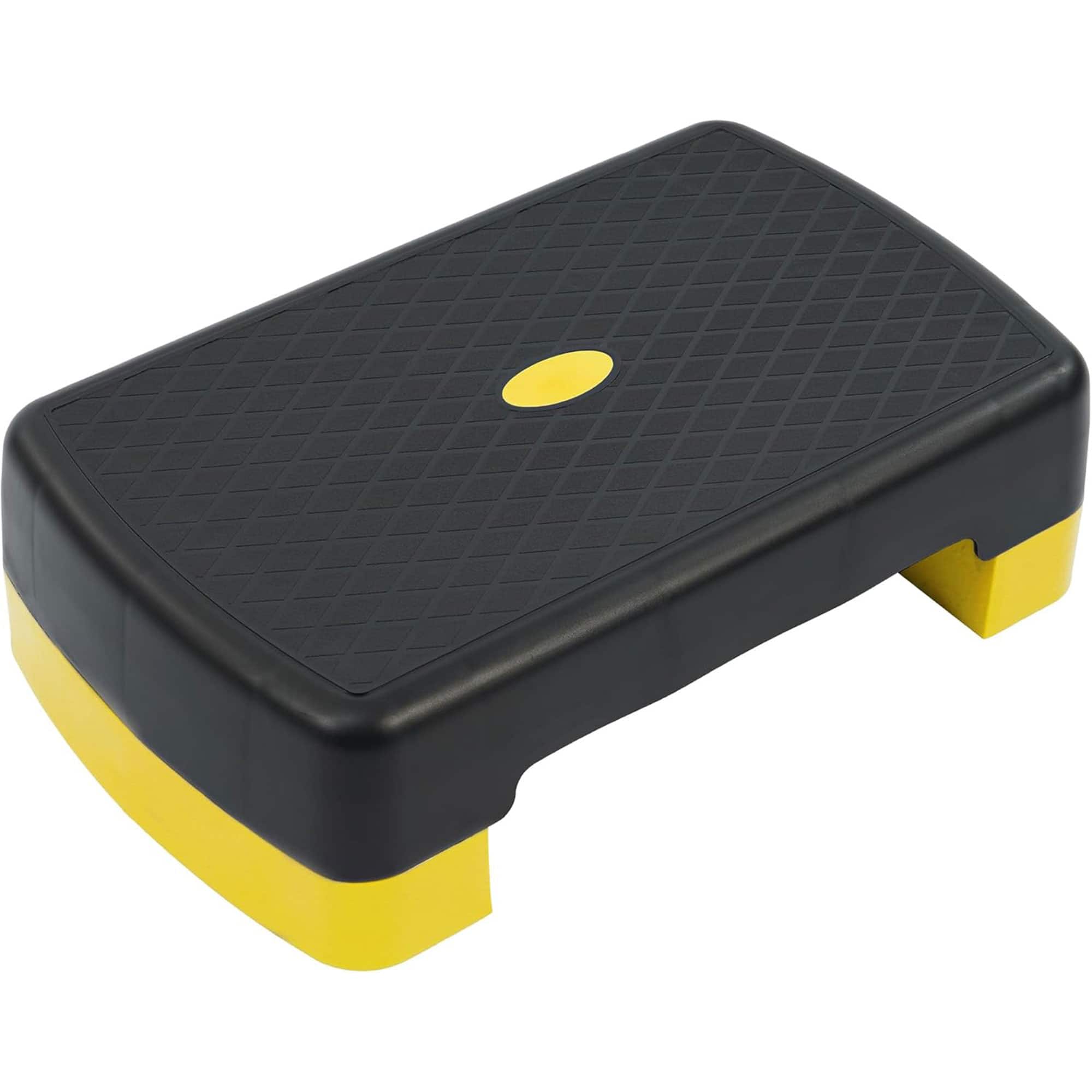 Fitvids - 18" Workout Aerobic Stepper Platform, Adjustable Risers, Black/ - Yellow