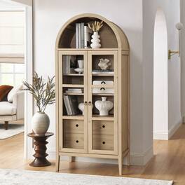 Nolan Tall Arched Storage Display Cabinet by Modway - Light Oak