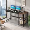 Front. WELLFOR - 59" Industrial Computer Desk with Storage Shelves & Charging Station, Home Office Desk Gaming Desk - Black.