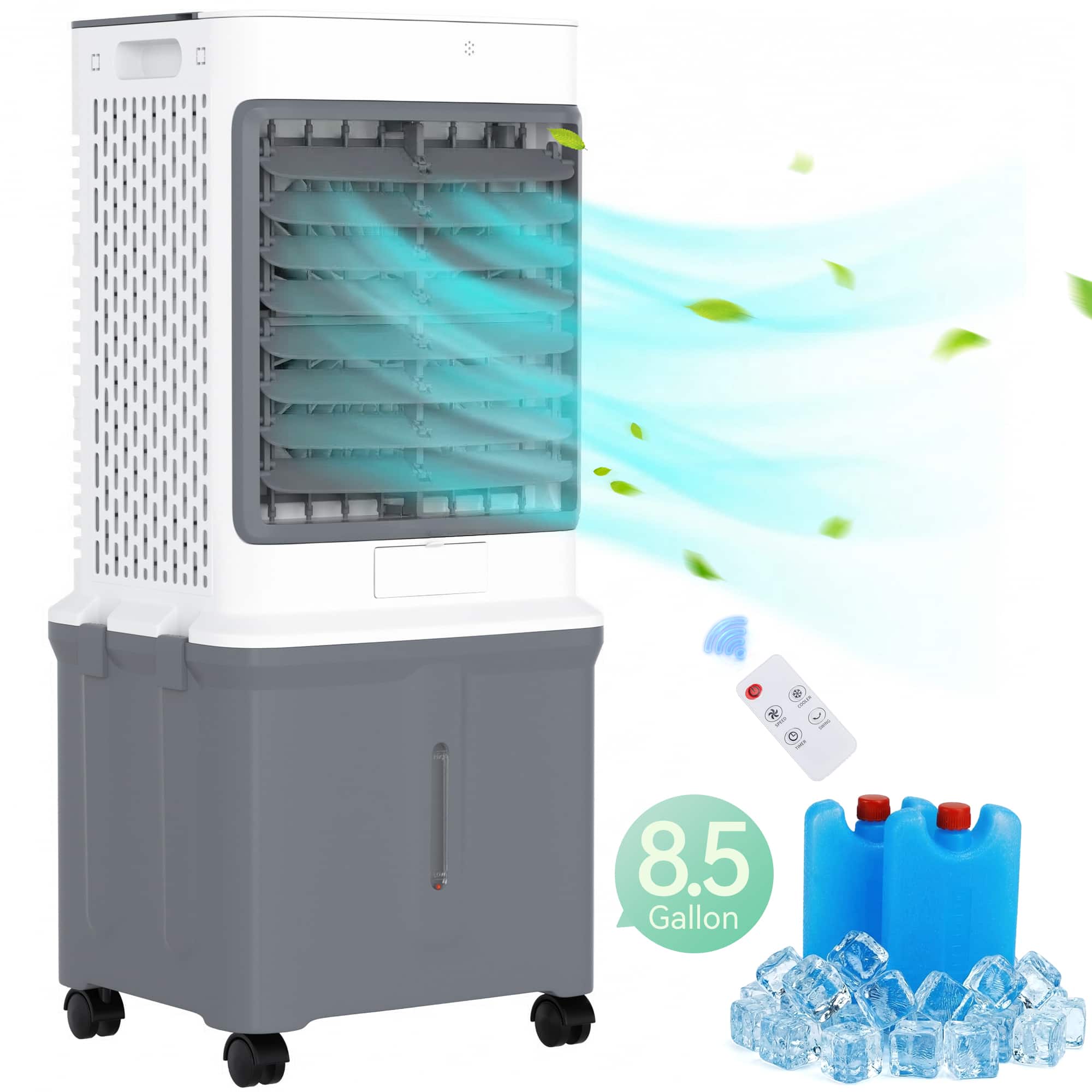 Topteng - 8.5 Gal Portable Evaporative Cooler, 3-in-1 AC/Fan/Humidifier with Remote, 1-7H Timer, for Large Room & Patio