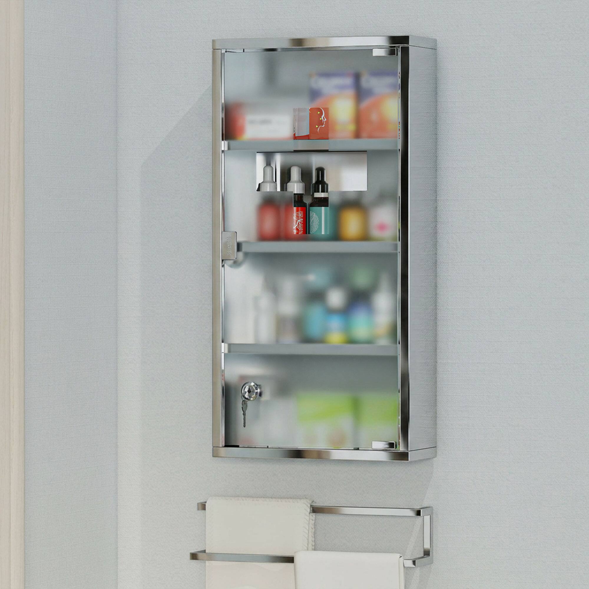 Alt View 1. Homcom - x 24" Lockable Medicine Cabinet - Silver.