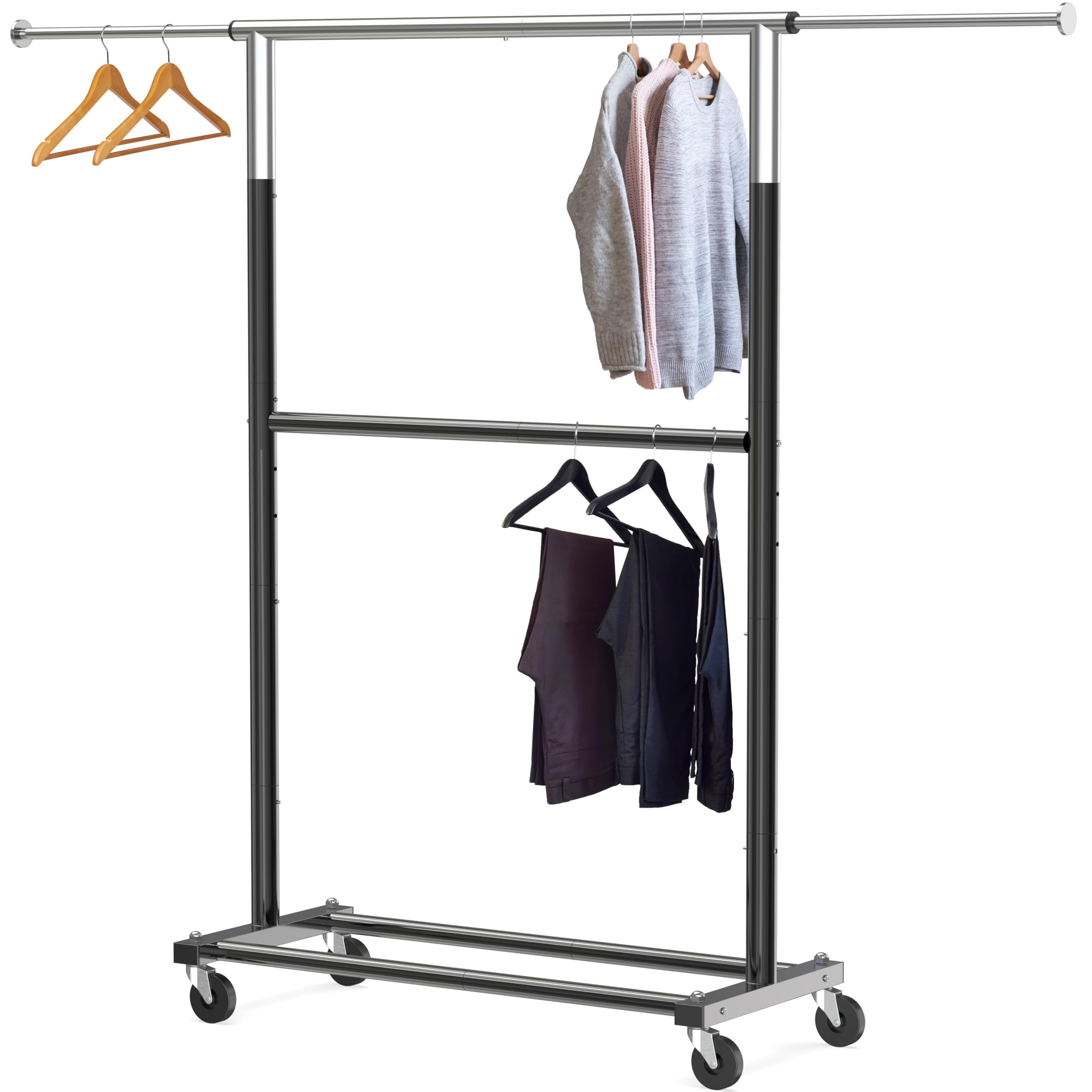 Alt View 5. Refined Abode Design - Double Rod Garment Rack - Grey.