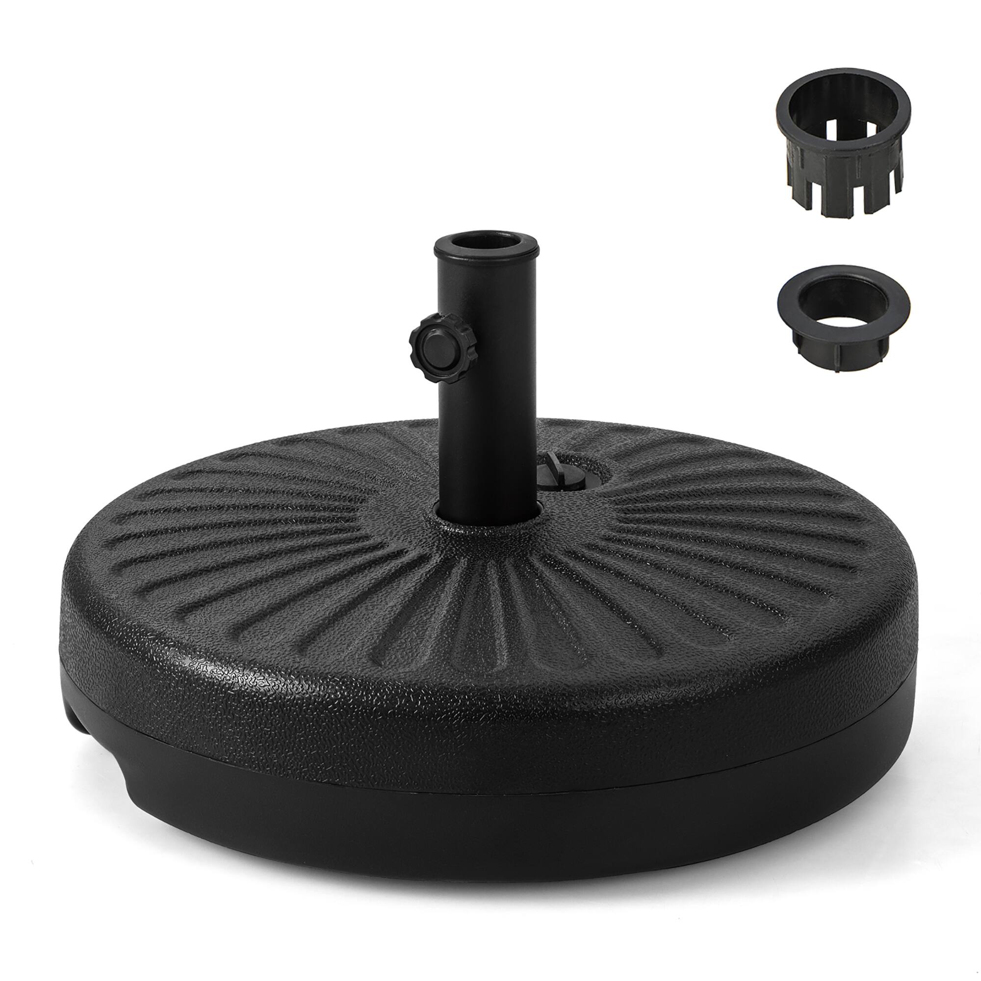 Front. Costway - 20'' Patio Fillable Round Umbrella Base Stand Holder Fit Pole 1.5''/1.9'' Outdoor - Black.