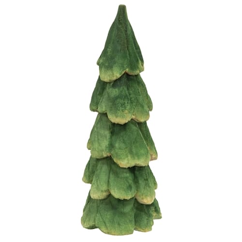 BreeBe - Wood Carved Christmas Tree Sitter 8" - Green
