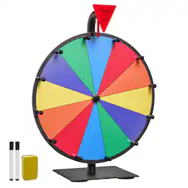 VEVOR - 12 in Spinning Prize Wheel, 12 Slots Spinning Wheel with Stand, Tabletop Win Fortune Roulette with a Dry Erase - Colorful