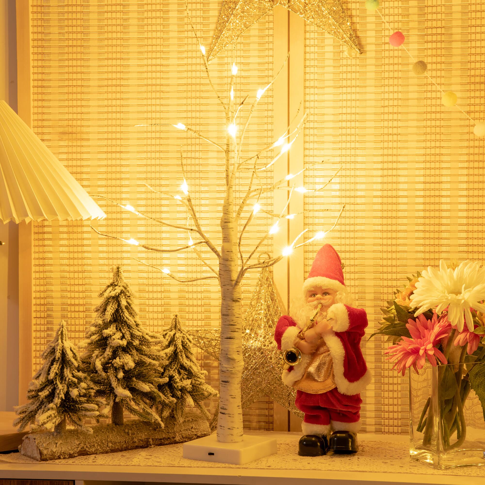 Alt View 2. Costway - Costway Set of 2 Pre-lit White Twig Birch Tree Battery Powered 2FT for Christmas - White.