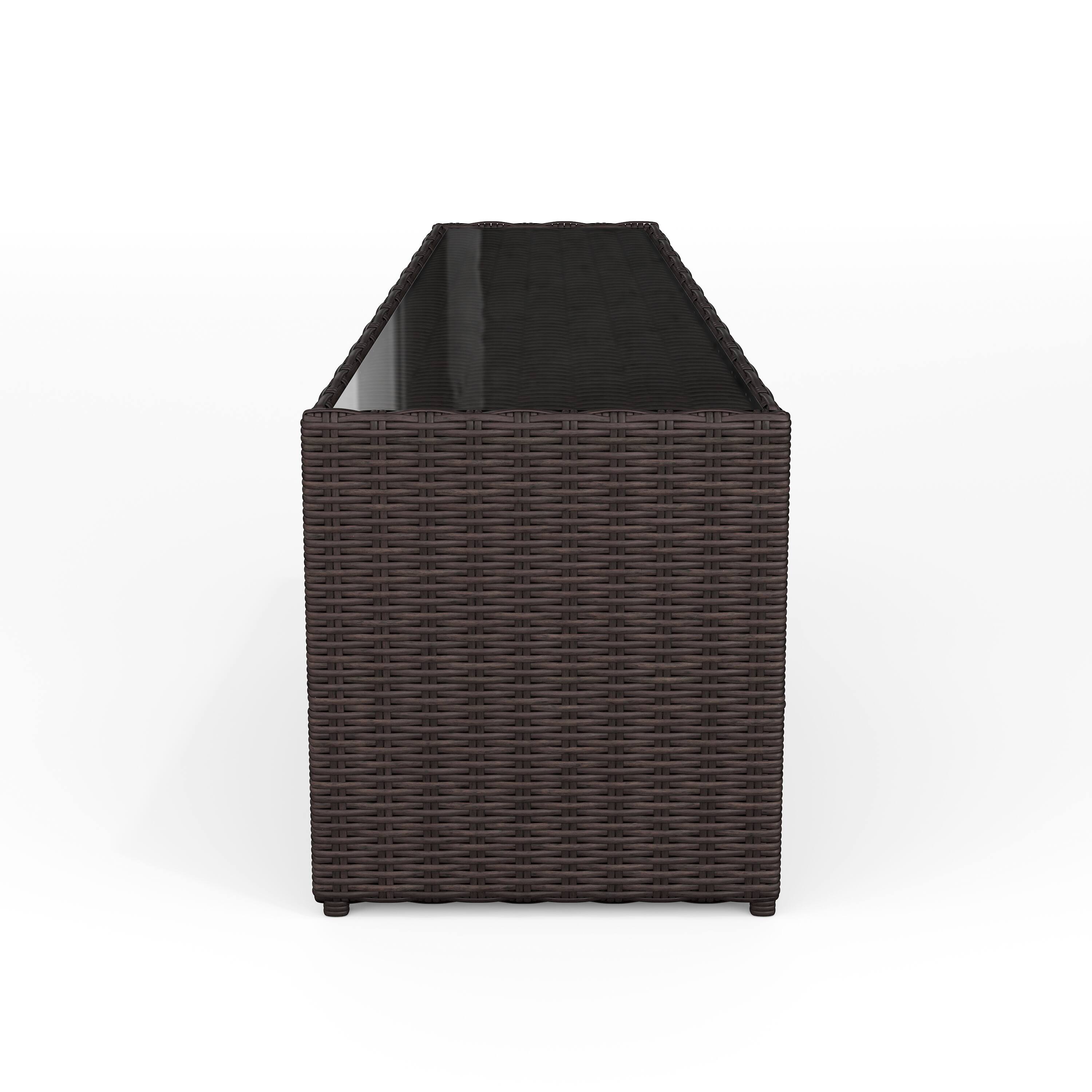 Alt View 8. Martha Stewart - Bedford Outdoor Rattan Wicker Patio Side Table with Inset Tempered Glass Top - Brown.