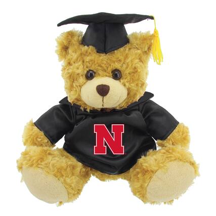 Front. Jardine - Scarlet/Brown Nebraska Huskers 12'' Graduation Plush Bear - Red.