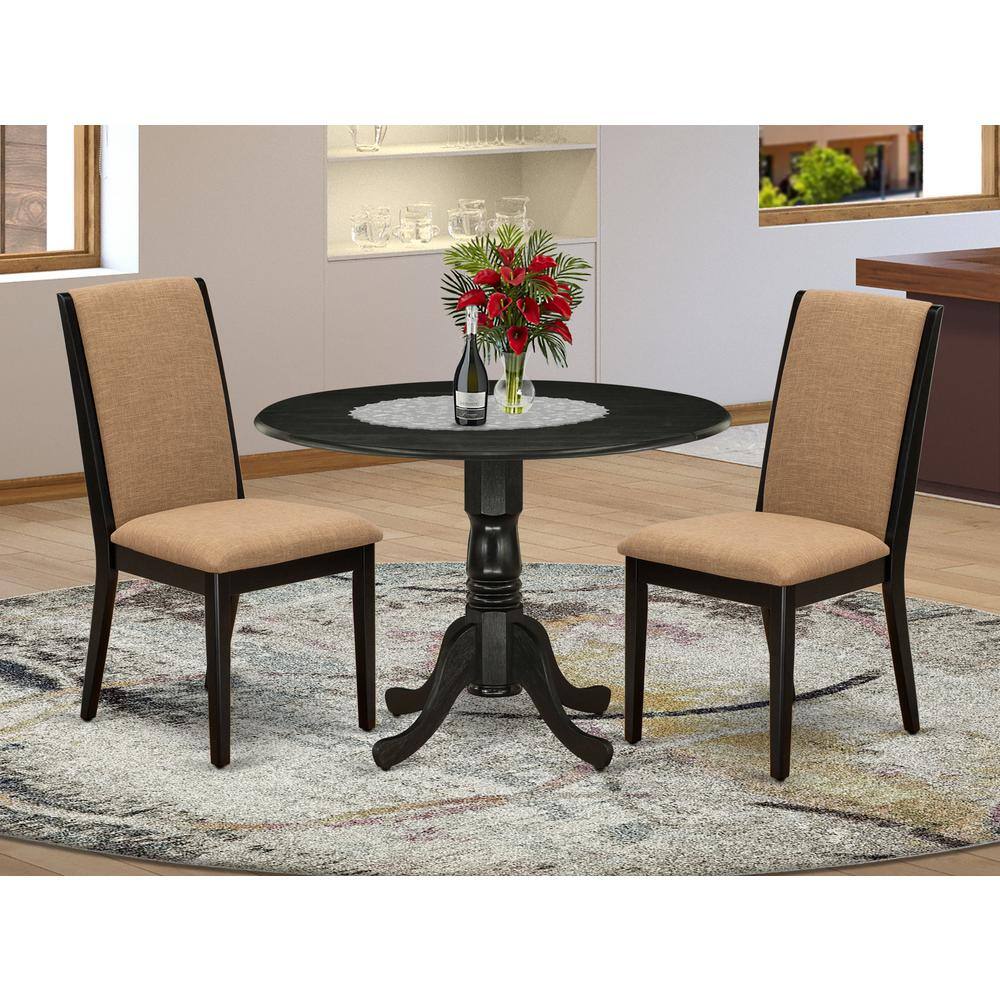 Left. East West Furniture - Dining Room Set Wirebrushed Black - Brown.