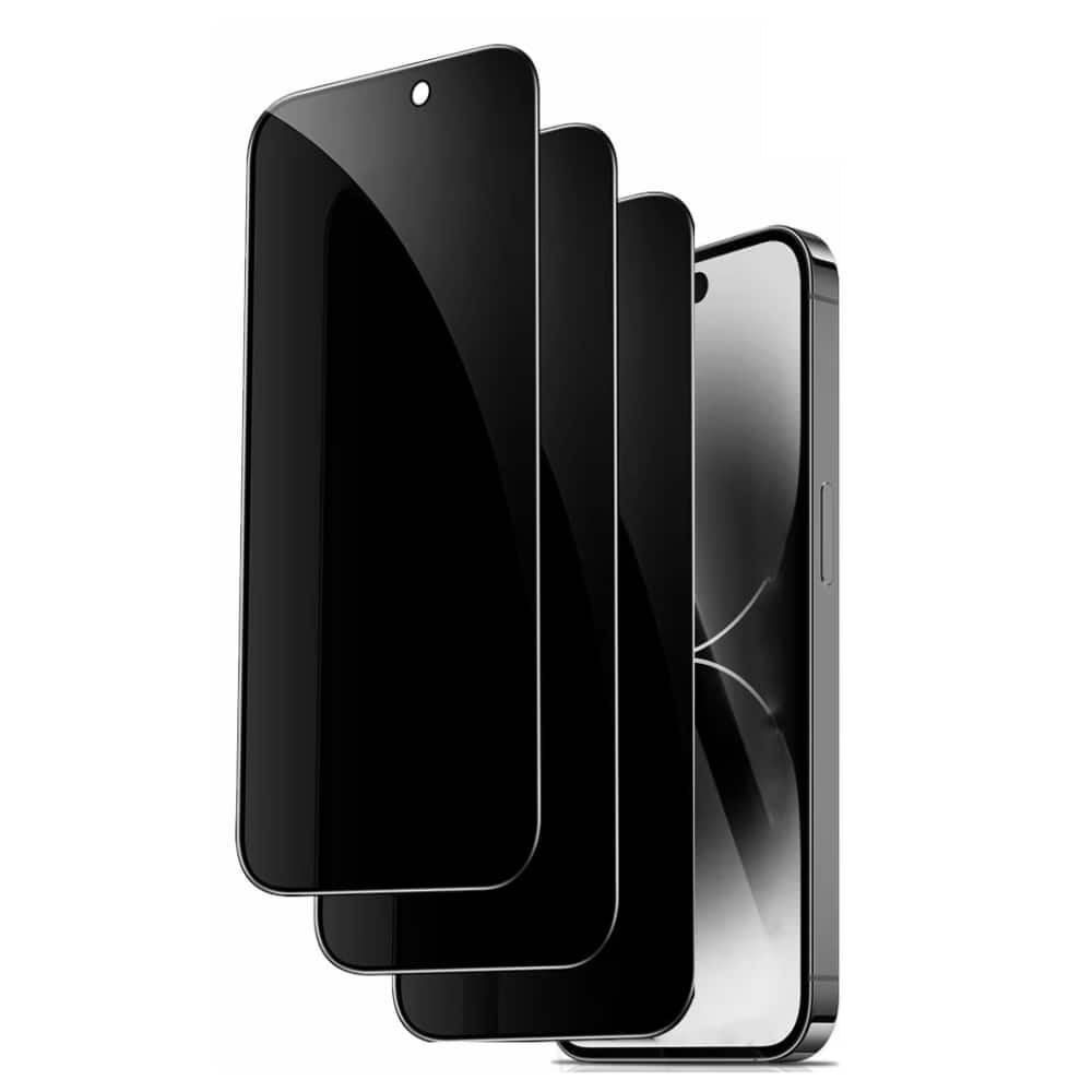 Qixxronics - 3-Pack Privacy Screen Protector for iPhone 16 Pro Anti-Spy Shatterproof Tempered Glass - Black