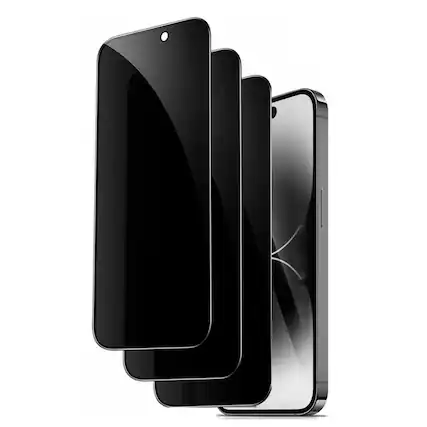 Front. Qixxronics - 3-Pack Privacy Screen Protector for iPhone 16 Pro Anti-Spy Shatterproof Tempered Glass - Black.