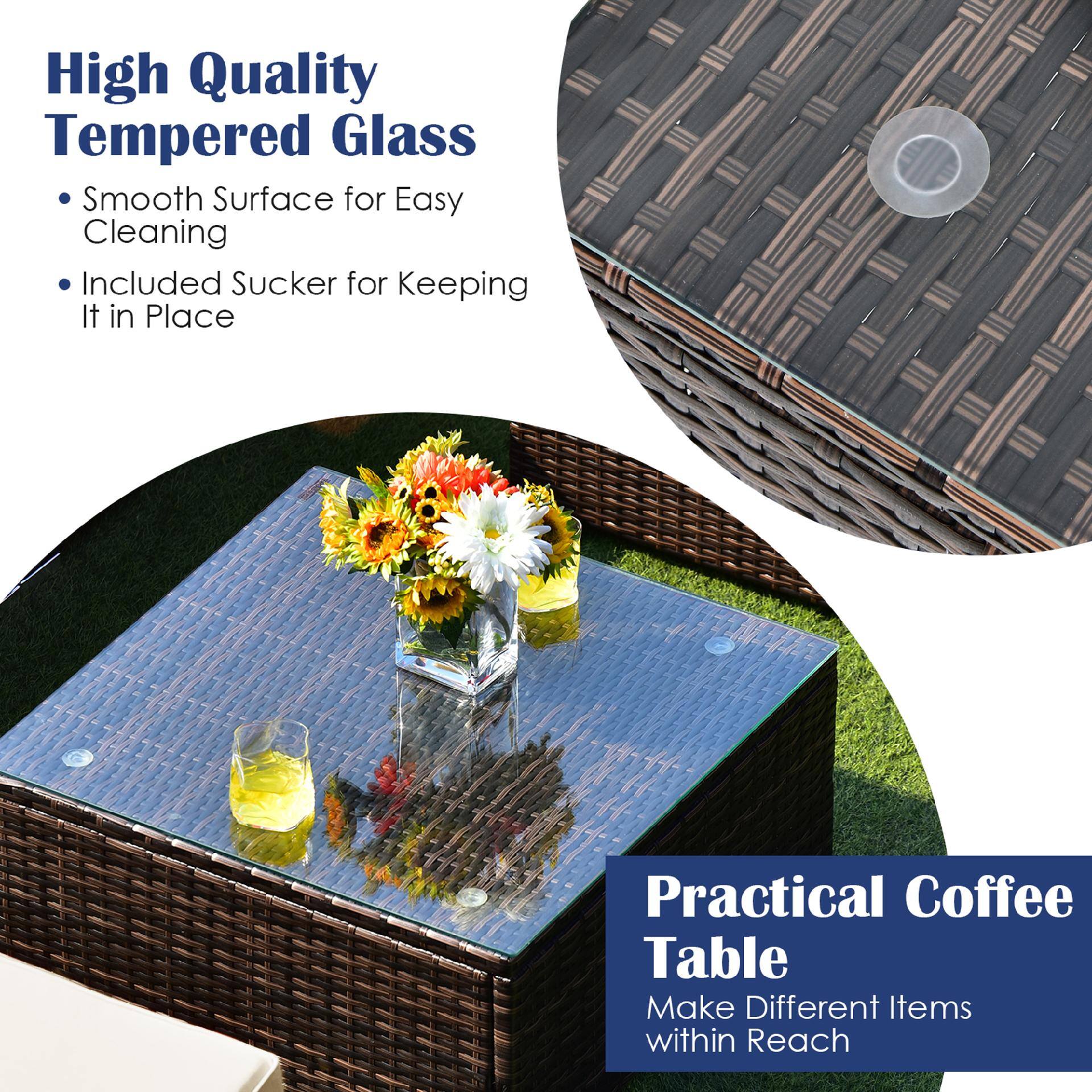 High Quality Tempered Glass  
Smooth Surface for Easy Cleaning  
Included Sucker for Keeping It in Place  

Practical Coffee Table  
Make Different Items within Reach