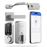 DESLOC - B200 Smart Lock Keyless Entry Fingerprint Deadbolt with Handle/Lever Set, Front Door Replacement, Bluetooth App - Silver - Handle