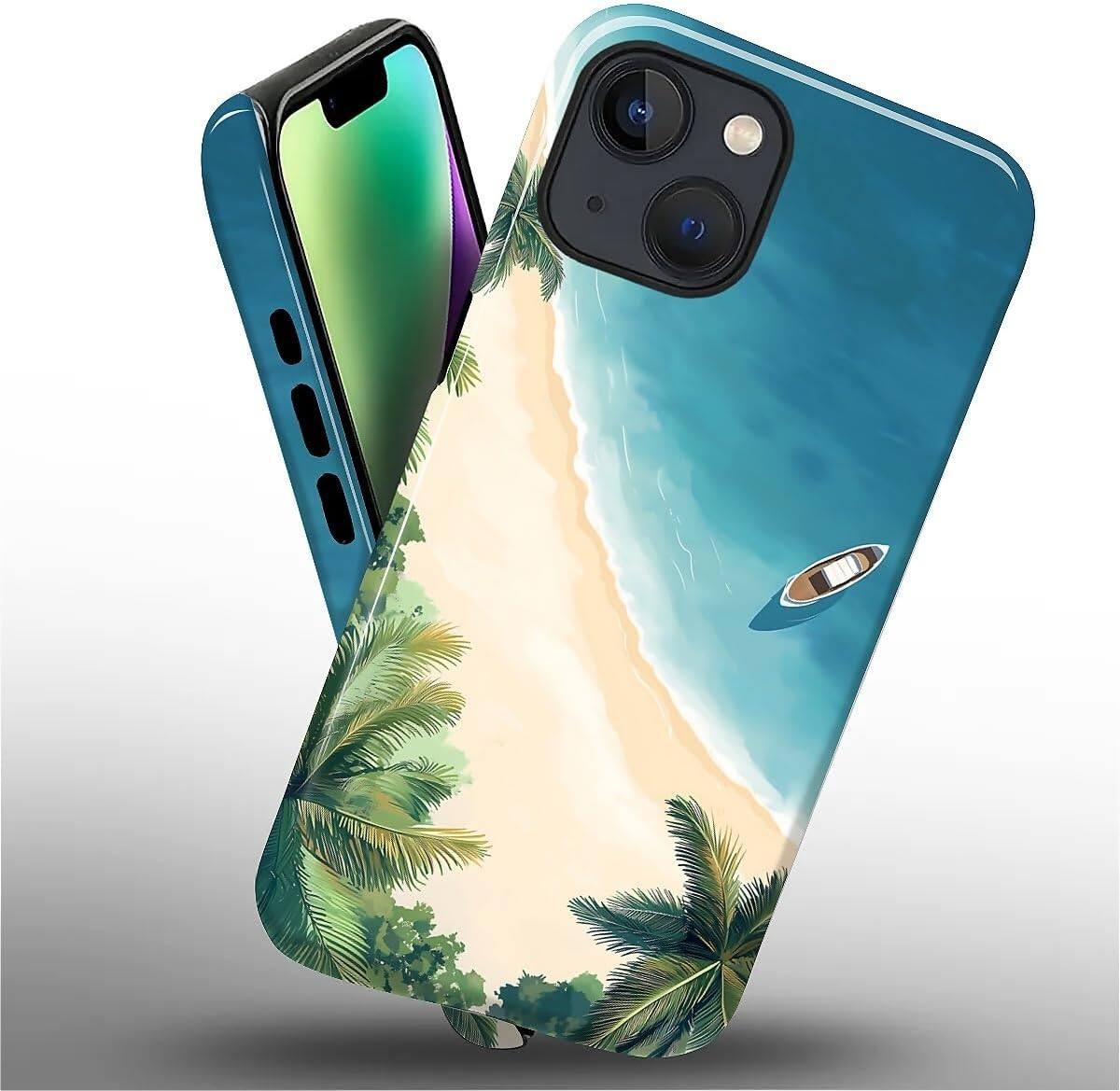 Alt View 2. BUBM - Smartphone Case for iPhone 14 Plus - 2-Layer Durable Smartphone Protection Case - Summer Beach.